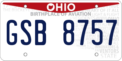 OH license plate GSB8757