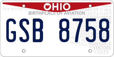 OH license plate GSB8758