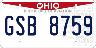 OH license plate GSB8759