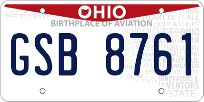 OH license plate GSB8761