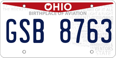 OH license plate GSB8763