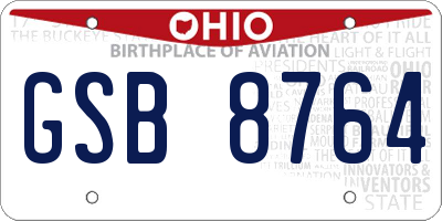 OH license plate GSB8764