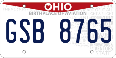 OH license plate GSB8765