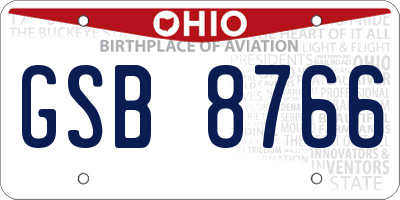 OH license plate GSB8766