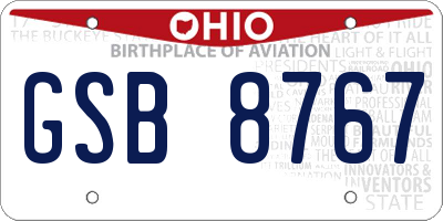 OH license plate GSB8767