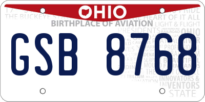 OH license plate GSB8768