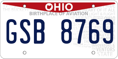 OH license plate GSB8769