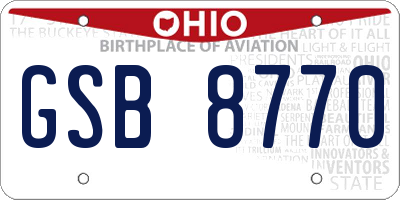 OH license plate GSB8770