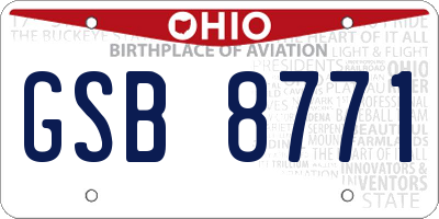 OH license plate GSB8771