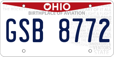 OH license plate GSB8772