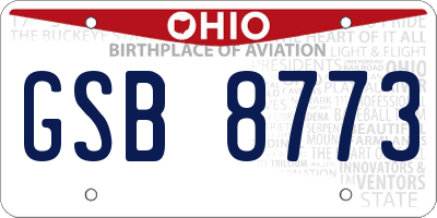 OH license plate GSB8773