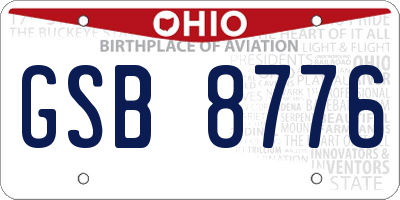 OH license plate GSB8776