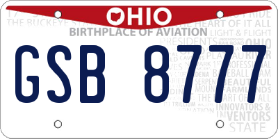 OH license plate GSB8777