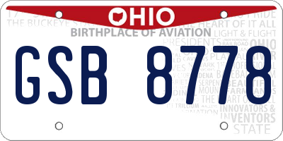 OH license plate GSB8778