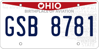 OH license plate GSB8781