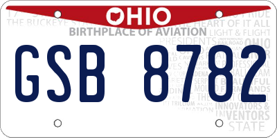 OH license plate GSB8782