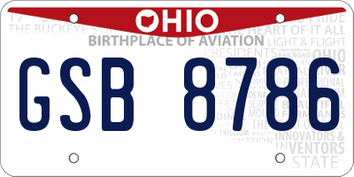 OH license plate GSB8786