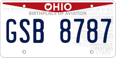 OH license plate GSB8787