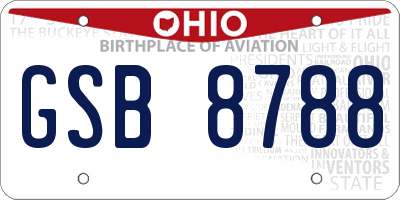 OH license plate GSB8788