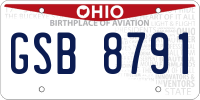 OH license plate GSB8791