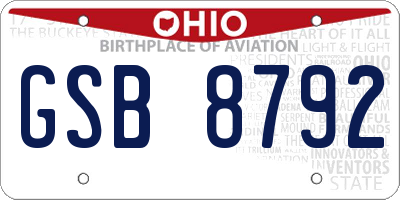 OH license plate GSB8792