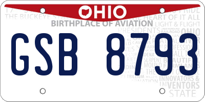 OH license plate GSB8793