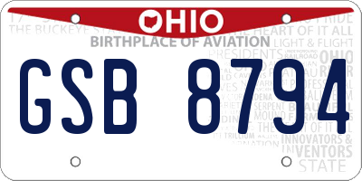 OH license plate GSB8794