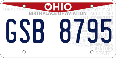 OH license plate GSB8795