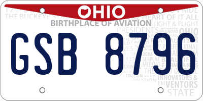 OH license plate GSB8796