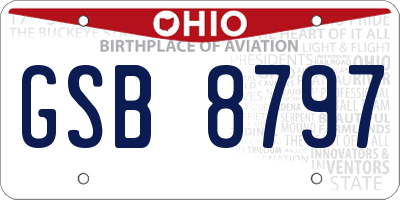 OH license plate GSB8797