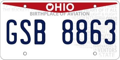 OH license plate GSB8863
