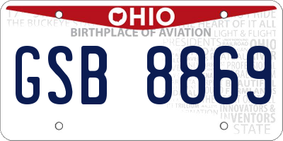 OH license plate GSB8869