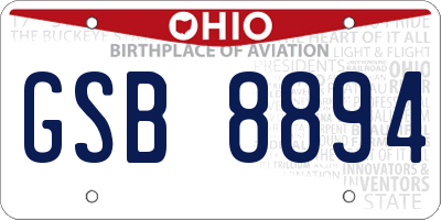 OH license plate GSB8894