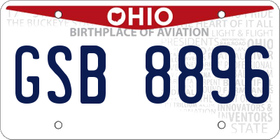 OH license plate GSB8896