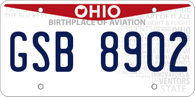 OH license plate GSB8902