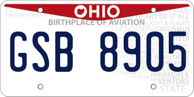 OH license plate GSB8905