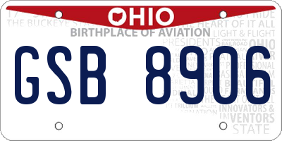 OH license plate GSB8906