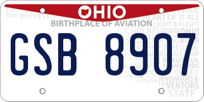 OH license plate GSB8907