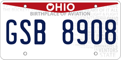 OH license plate GSB8908