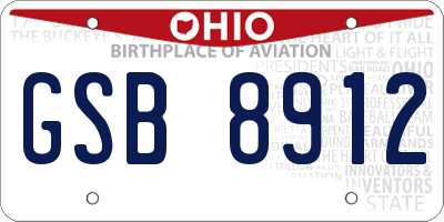 OH license plate GSB8912