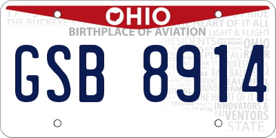 OH license plate GSB8914