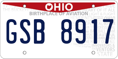 OH license plate GSB8917
