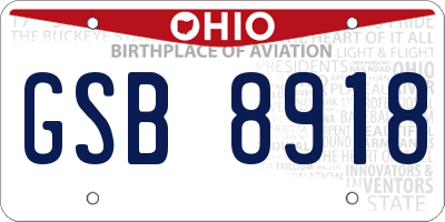 OH license plate GSB8918