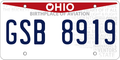 OH license plate GSB8919