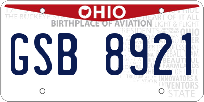 OH license plate GSB8921