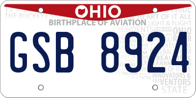 OH license plate GSB8924