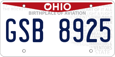 OH license plate GSB8925