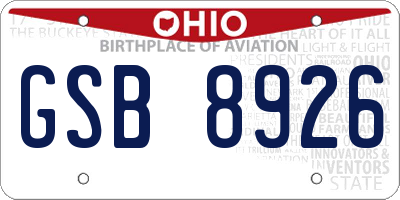 OH license plate GSB8926