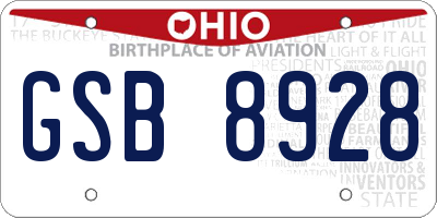 OH license plate GSB8928