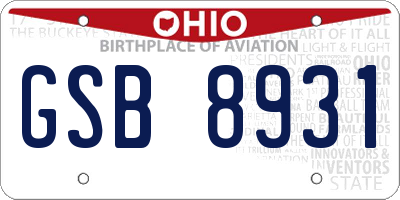 OH license plate GSB8931